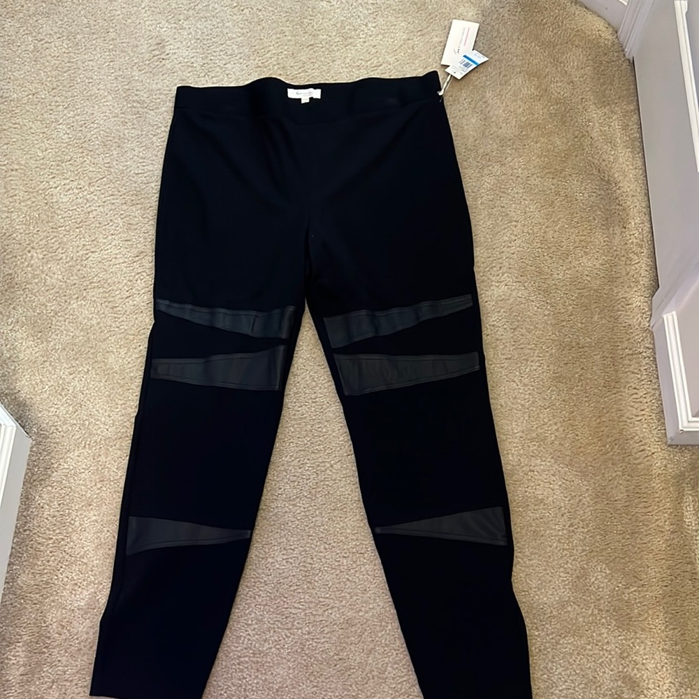 Leggings with Faux leather trim